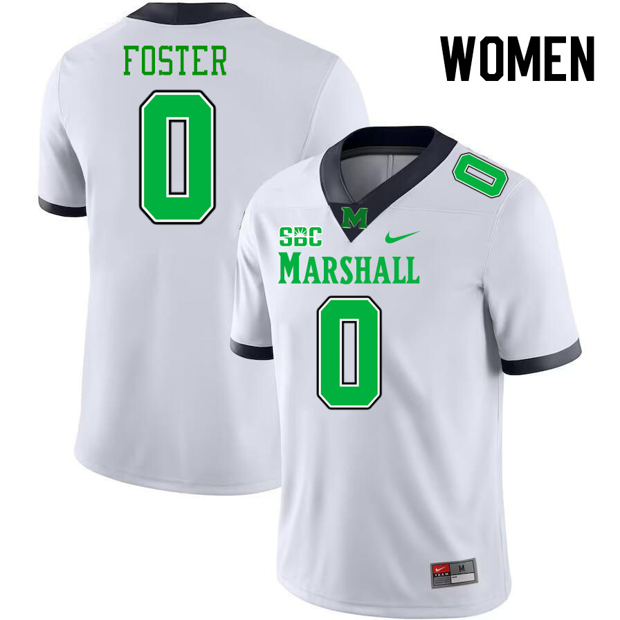 Women #0 Ian Foster Marshall Thundering Herd SBC Conference College Football Jerseys Stitched-White Women #0 Ian Foster Marshall Thundering Herd SBC Conference College Football Jerseys Stitched-White